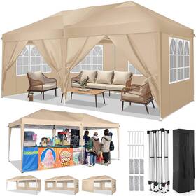 Tooluck 975405945871 10x20 Pop Up Canopy Tent With 6 Sidewalls Waterproof Outdoor Party Ez
