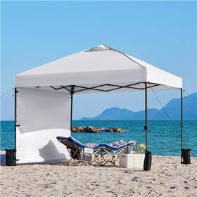 Tmi8rf0003 Topeakmart 10 Ft Portable Pop-up Canopy Tent Height-adjustable Outdoor White Used