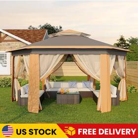 Az-68 Trend Haven 13x13 Pop Up Hexagonal Gazebo With Mosquito Netting And Uv Waterproof Canopy Tent