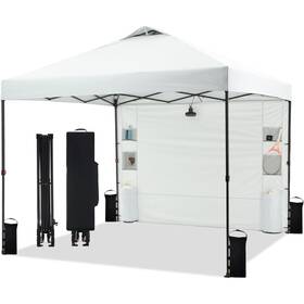 A05wmx1 Tunbne 10ftx10ft Pop Up Canopy Tent With 1 Sidewall And 6 Pockets One Push Setup Ins