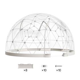 Gb-dome-12 Uimoso 12 X 7.2 Ft Outdoor Clear Geodesic Dome For 4-7 People Garden Use
