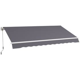 Uirio 840-207v00cg 12ft X 10ft Manual Retractable Patio Awning Sun Shade Uv Resistant Dark Gray