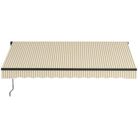 Uirio 840-264v06bg 12ft X 10ft Manual Retractable Patio Awning Sun Shade Uv Resistant Beige