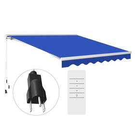 Uirio 840-268v80nu 13ft X 10ft Electric Retractable Patio Awning With Led Lights And Remote Blue