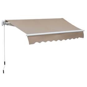 840193v01bn Uirio 8ftx7ft Patio Retractable Awning Manual Exterior Sun Shade Deck Window Cover Brown