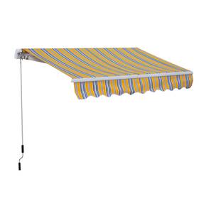 Us01-840193mx Uirio 8ftx7ft Manual Retractable Sun Shade Patio Awning Outdoor Deck Window Door Shelter