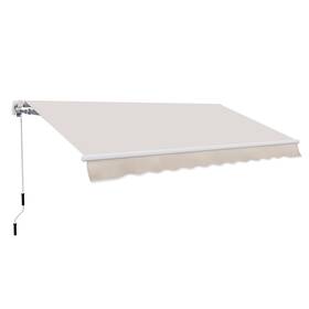 Us01-840193v01bg Uirio 8ftx7ft Patio Retractable Awning Manual Exterior Sun Shade Deck Window Cover Beige
