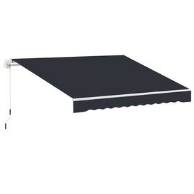 Us01-840193v01bk Uirio 8ft X 6.6ft Retractable Patio Awning Manual Exterior Sun Shade For Deck/window
