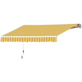 Us01-840207yl Uirio 12ftx10ft Manual Retractable Balcony Yard Awning Patio Outdoor Sunshade Shelter