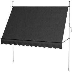 Us01-840262v03bk Uirio 10ftx4ft Manual Retractable Awning Non-screw Window Door Patio Uv Resistant
