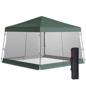 Us01-84c155v01gn Uirio 10x10 Ft Ez Pop Up Canopy Tent With Sidewalls Outdoor Patio Instant Sun Shelter