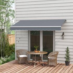 Us02-840150v00cg Uirio 10ftx8ft Manual Retractable Sun Shade Shelter Outdoor Patio Awning Canopy Gray