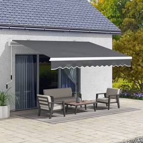 Us02-840151v00cg Uirio 13ftx8ft Manual Retractable Sun Shade Shelter Outdoor Patio Awning Canopy Gray