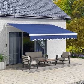 Us02-840151v00db Uirio 13ftx8ft Manual Retractable Sun Shade Shelter Outdoor Patio Awning Canopy Blue
