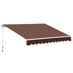 Us02-840175cf Uirio 12ftx8ft Patio Awning Manual Retractable Sunshade Crank Handle Outside Polyester
