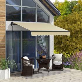 Us02-840264v00bg Uirio 8ft X 6.5ft Patio Retractable Awning Sunshade Shelter Beige