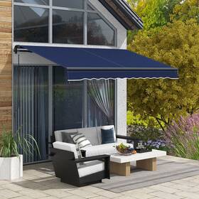 Us02-840264v02bu Uirio 10ft X 8ft Patio Retractable Awning Sunshade Shelter Blue