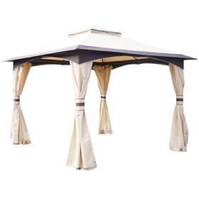 Us02-84c151 Uirio 10ft X Outdoor Patio 2-tier Roof Gazebo Canopy Steel Frame Mesh Sidewalls