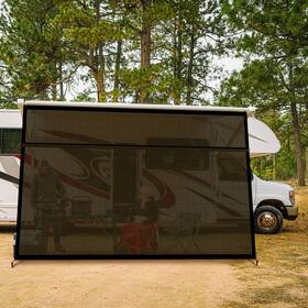 Universal 629722574615 14x8ft Rv Awning Sun Shade Screen Black Uv Blocker Mesh Kit For Camper Trailer