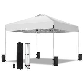 Usnipoya Zp-zdk-wm-bs01-3x3m 10 X 10ft White Pop Up Canopy Tent With Wheeled Carry Bag Sandbags Easy Set