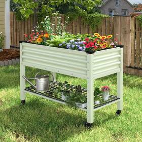 Veikous 445005349304 48 Inch L X 25 W 34 H Light Green Galvanized Steel Raised Garden Bed With