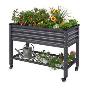 Veikous 726084897830 48 Inch L X 25 W 34 H Gray Galvanized Steel Raised Garden Bed With Lockab