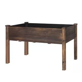 Veikous 744759508225 48 Inch L X 24 W 30 H Carbonized Cedar Raised Garden Bed With Liner