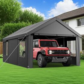 Velway 061020243100 Carport 12x20ft Heavy-duty Canopy - Portable Garage Metal Featuring G