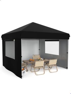 Verisshade 198723266206 10x10 Pop Up Canopy With 3 Sidewalls - Outdoor Tent Portable Roll