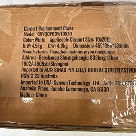 1011870851 Vevor 10 X 20 Ft Carport Replacement Canopy Cover Garage Top Tent Shelter Tarp
