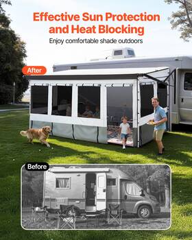 Vevor 197988182351 Rv Awning Sun Shade Room Fits 16 17ft Awnings Mesh Windows Door Enclosure Tent
