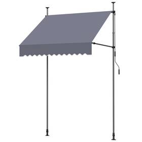 Vevor 197988189176 59 Inch Manual Retractable Patio Awning Adjustable Sunshade Canopy Gray