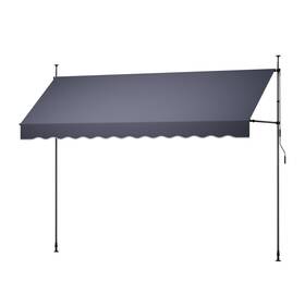 Vevor 197988191483 138 Inch Manual Retractable Patio Awning Adjustable Sunshade Canopy Gray