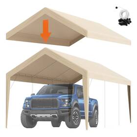 Vevor 197988202981 10x20 Ft Carport Replacement Canopy Cover Heavy-duty Waterproof Uv Tarp Beige