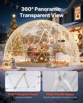 Vevor 197988702856 15x9.5 Ft Garden Bubble Tent For 10-14 Person Outdoor Clear Geodesic Dome Window