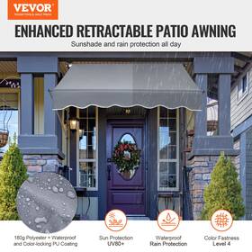 Vevor 197988765035 59x47 Inch Patio Awning Retractable Sunshade Shelter With Crank Handle
