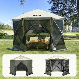 Vevor 197988854265 Pop Up Gazebo Screen Tent 6 Sided Canopy Sun Shelter With Removable Priv