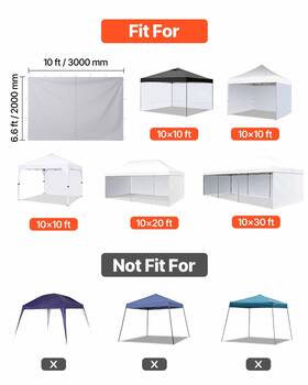 Vevor 197988918080 Canopy Sidewalls 10x10ft Pop Up Tent Walls Waterproof 4pcs White