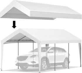 Vevor 696398764015 Carport Replacement Canopy Cover 10 X 20 Ft Ripstop Triple-layer Pe Top