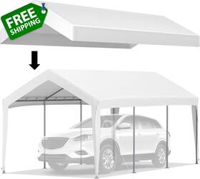 Vevor 711181352528 10 X 20 Ft Carport Replacement Canopy Cover Garage Top Tent Shelter Tarp