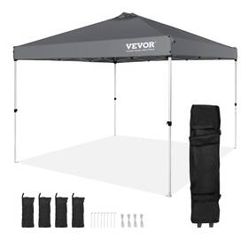 Vevor 840281576029 Pop Up Canopy Party Tent 10x10 Ft With Portable Bag For Camping Dark Gray