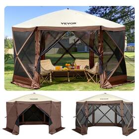 Vevor 840349916842 Gazebo Screen Tent 10 X Ft 6 Sided Pop-up Camping Canopy Shelter