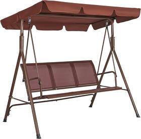 Sw007 Vevor 3-seat Patio Swing Chair Outdoor With Adjustable Brown