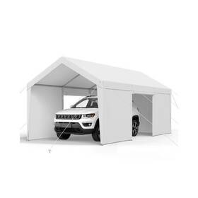 Sxyjsck-fbs12x20ft-w Vevor Portable Heavy Duty Carport With Removable Sidewalls And Door 12x20 Ft