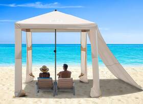 Vb-cb01 Vibemo Beach Cabana 6.2ft X 6ft Portable Canopy With Side Wall 4 Cream Color