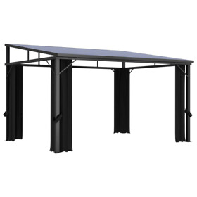 48599 Vida Xl Gazebo With Curtain Anthracite Garden Canopy Shelter Party Tent Marquee
