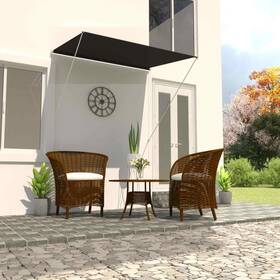 143758 Vidaxl Retractable Awning 59.1 Inch Anthracite Deck Door Outdoor Sunshade Shelter
