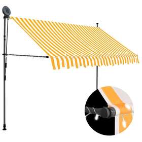 145859 Vidaxl Manual Retractable Awning With Led 118.1 Inch White And Orange