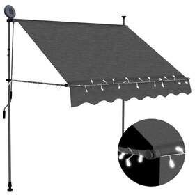 145862 Vidaxl Manual Retractable Awning With Led 39.4 Inch Anthracite