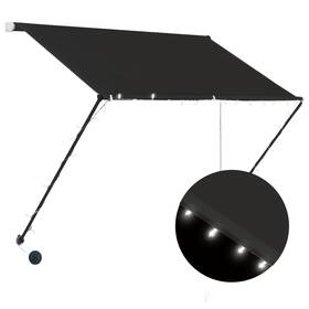 145914 Vidaxl Retractable Awning With Bradde Chain And Led Sunshade Shelter For Patio